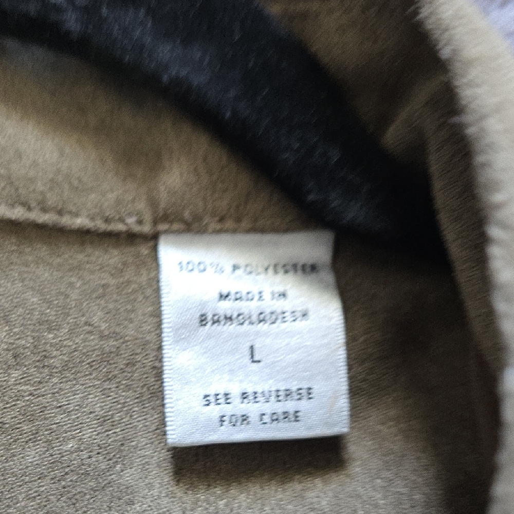 Geoffrey Beene Khaki Olive Microsueded Button Down Shirt Relaxed Large - Picture 9 of 14